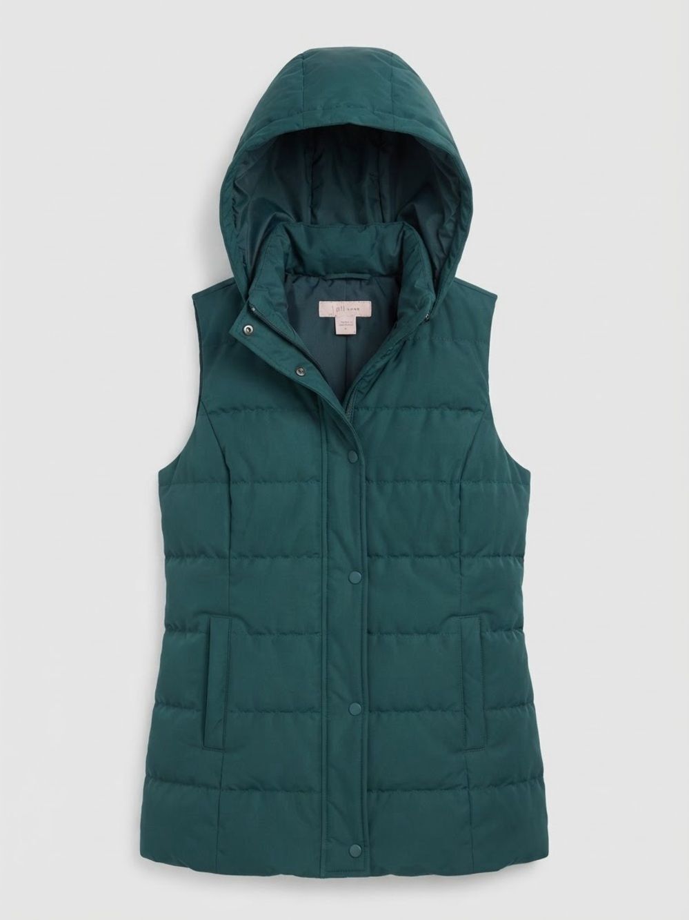 J. Jill long puffer jacket Women's size large green hooded Full zip
